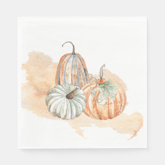 Herfst Waterverf Pumpkins Servet (Voorkant)