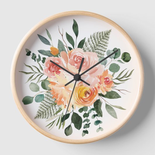 Herfst Waterverf Rustiek Roze Perzik Bloemboeket (Voorkant)