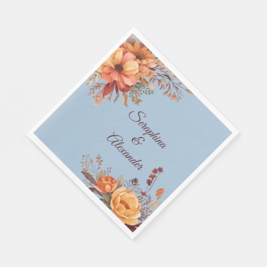 Herfst Waterverf rustieke bloemenbruiloft Servet (Hoek)