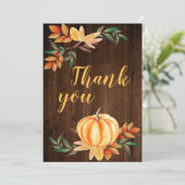 Herfst Waterverf Sinaasappel pompoen Dank u wel Bedankkaart (Staand voorkant)