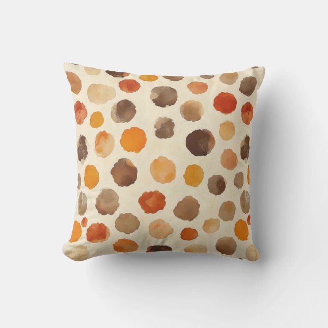 Herfst Waterverf Stippen op Cream Kussen (Voorkant)