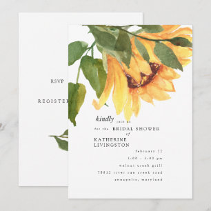 Herfst Waterverf Sunflower Bridal Shower Invitatio Kaart