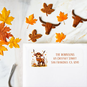 Herfst Waterverf Texas Longhorn Kalf Sjaal Etiket