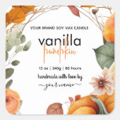 Herfst Waterverf Verlaat Pumpkin Candle Jar Label (Voorkant)