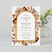 Herfst Waterverf Wedding Folie Uitnodiging (Staand Voorkant)