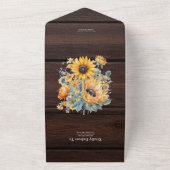 Herfst Waterverf Zonnebloem Bruiloft All In One Uitnodiging (Buitenkant)