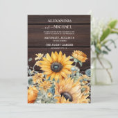 Herfst Waterverf Zonnebloem Bruiloft Kaart (Staand voorkant)