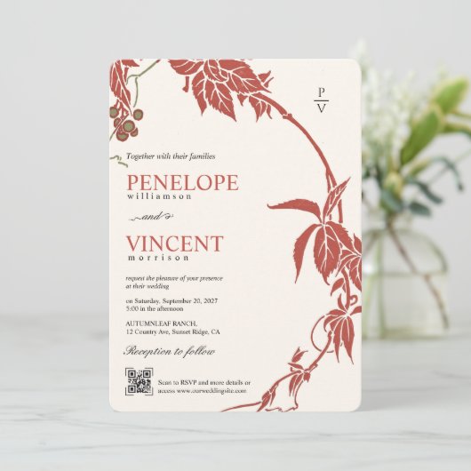 herfst Wedding Kaart (Staand voorkant)