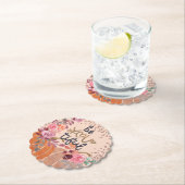 Herfst "Wees Mooi" Roze Gouden Bloemige Pompoenen Kartonnen Onderzetters (Insitu)