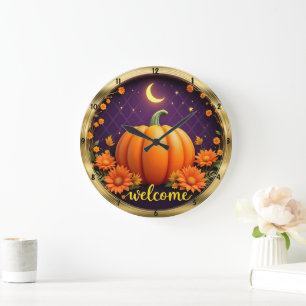 Herfst Welkom Klok: Pumpkin Moonlight Sydney Grote Klok