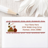 Herfst Welsh Corgi met Pompoen Etiket (Insitu)