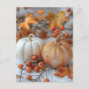 herfst wenskaart elegante pompoenen briefkaart