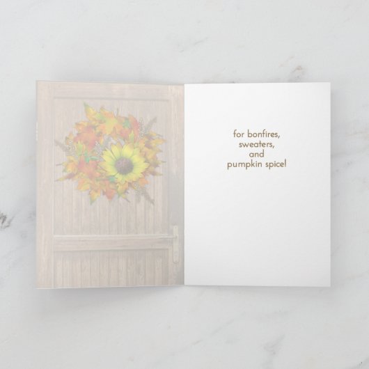 Herfst Wenskaart met herfstkrans Kaart (Binnen)