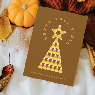 Herfst Wenskaart met snoepCorn-kerstbomen Kaart