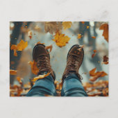 herfst wenskaart schoenen en herfstbladeren briefkaart (Voorkant)