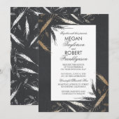 Herfst Wheat Gold Foil Effect Chalkboard Weddensch Kaart (Voorkant / Achterkant)