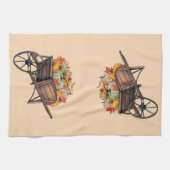 Herfst Wheelbarrow met pompoenen Theedoek (Horizontaal)