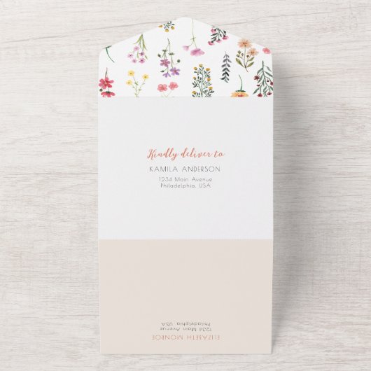 Herfst Whimsical Wildflower Calligraphy Oval Weddi All In One Uitnodiging (Buitenkant)