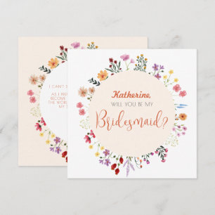 Herfst Whimsical Wildflower Floral Bridesmaid Kaart