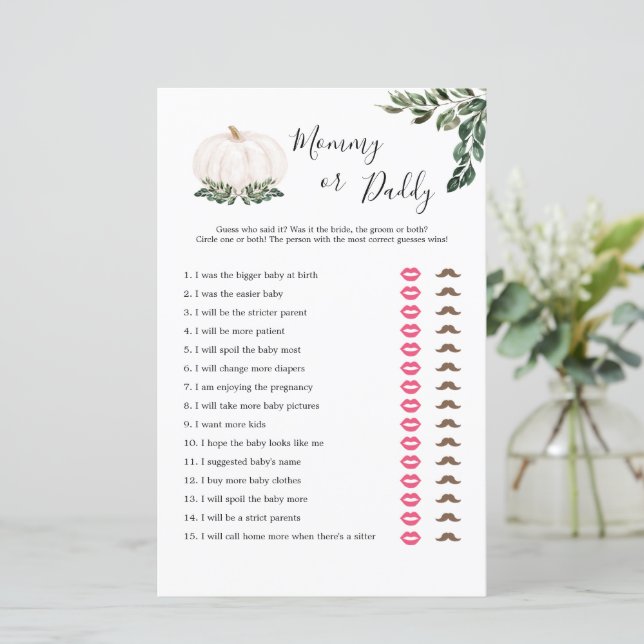 Herfst White pomkin mammie of Kaarten van papa gam (Staand voorkant)