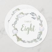 Herfst White Pumpkin Greenery Table Number Kaart (Voorkant / Achterkant)