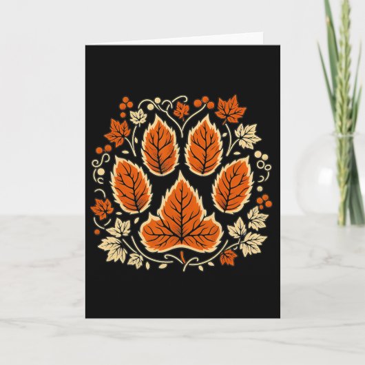 Herfst Wijnstokblad Hondenpootafdruk Herfst Esdoor Kaart (Voorkant)