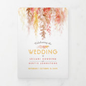 Herfst wijnstokken oranje waterverf bruiloft all-i drieluik uitnodiging (Cover)