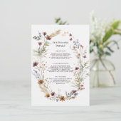 Herfst Wildbloem Bloemen Krans Bruiloft Details Kaart (Staand voorkant)
