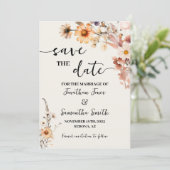 Herfst Wildbloemen Save the Date Bruiloft (Staand voorkant)