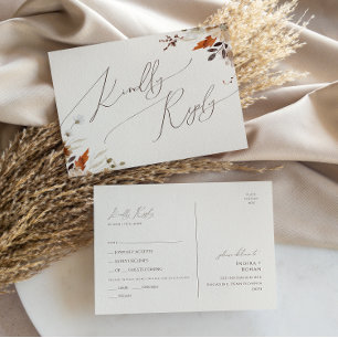 Herfst Wilde Bloem Beige Menu Keuze RSVP Briefkaar
