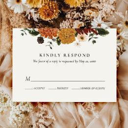 Herfst Wilde Bloem Boho Bruiloft RSVP Kaartje