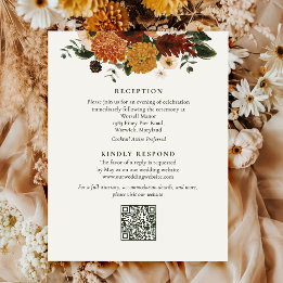 Herfst Wilde Bloem Boho QR Code Trouwdetails Informatiekaartje