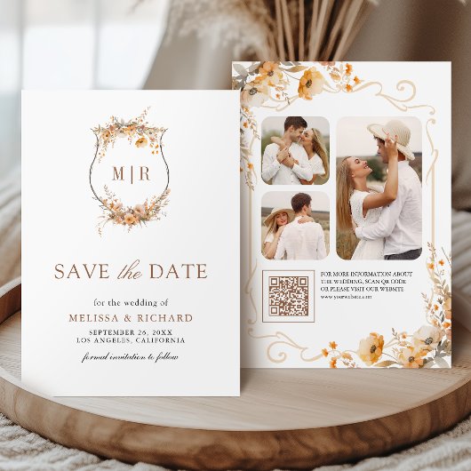 Herfst Wilde Bloem Crest QR Code Trouwdag Save The Date