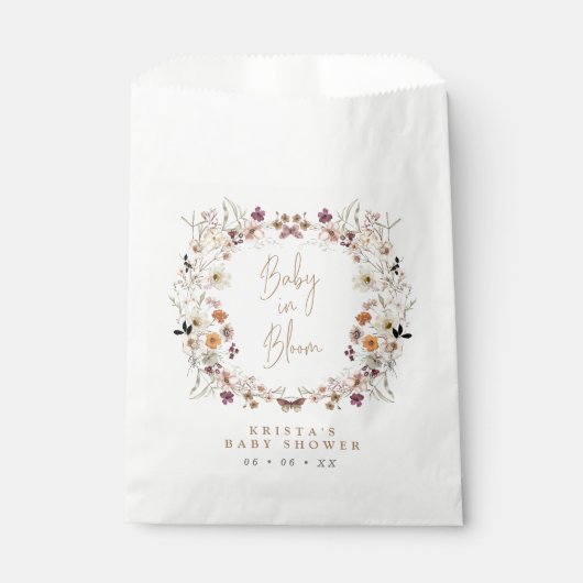 Herfst wilde bloem met grote Baby in Baby shower B Bedankzakje (Voorkant)