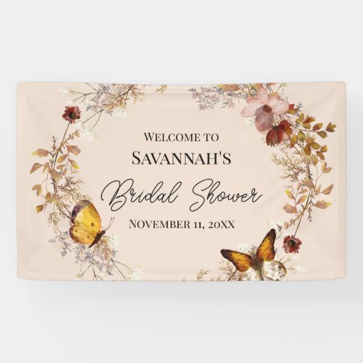 Herfst Wilde Bloem Waterverf Bruidsdouche Banner (Horizontaal)