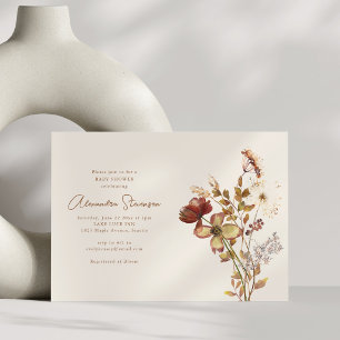 Herfst Wilde Bloem Waterverf Script Baby Shower Kaart