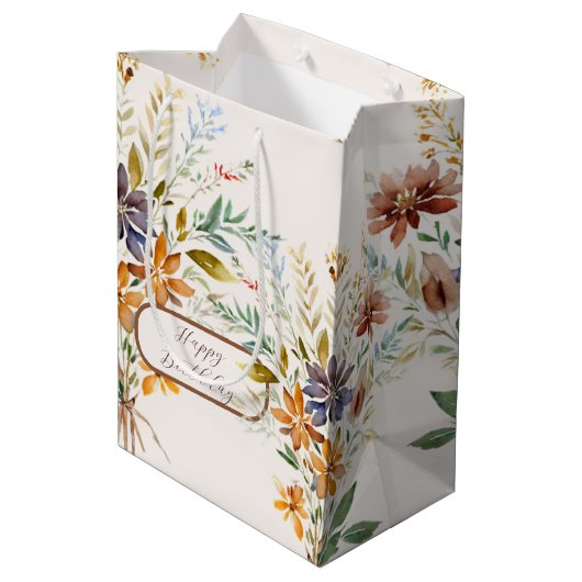 Herfst wilde bloemen aangepast medium cadeauzakje (Achterkant Gekanteld)