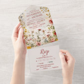 Herfst wilde bloemen all in one uitnodiging (Afscheurbaar)