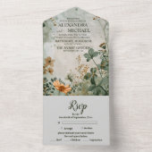 Herfst wilde bloemen all in one uitnodiging (Binnen)