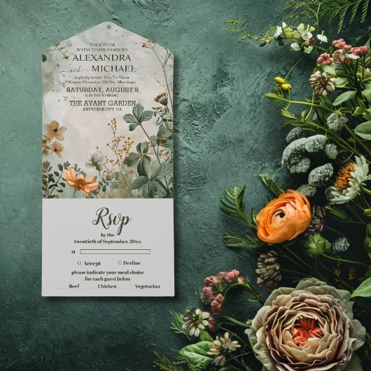 Herfst wilde bloemen all in one uitnodiging