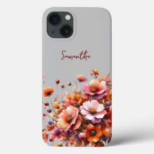 Herfst Wilde Bloemen Bruin Roos Gepersonaliseerde iPhone 13 Hoesje