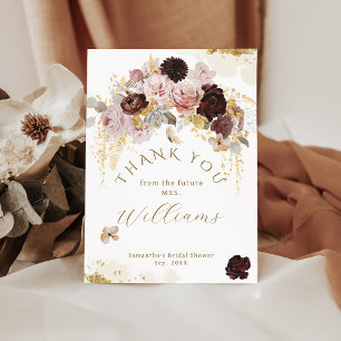 Herfst Wilde Bloemen Goud Bloem Bruidsdiner Bedankkaart