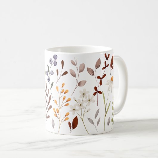 Herfst Wilde Bloemen Patroon Koffiemok (Voorkant rechts)