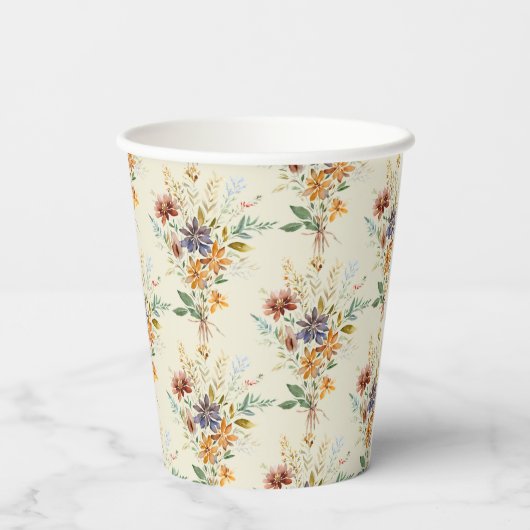 Herfst wilde bloemen patroon papieren bekers (Achterkant)