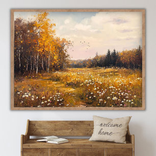 Herfst Wilde Bloemen Veld Landschap Schilderij, Vi Poster
