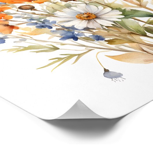 Herfst Wilde Bloemen, Warme Herfstvibes Poster (Hoek)