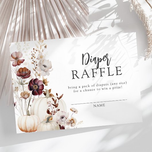 Herfst Wildflower Baby shower Luier Raffle Informatiekaartje