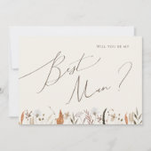 Herfst Wildflower | Beige Best Man Voorstel Kaart (Voorkant)