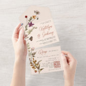 Herfst Wildflower Boho Terracotta Bruiloft All In One Uitnodiging (Afscheurbaar)