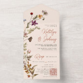 Herfst Wildflower Boho Terracotta Bruiloft All In One Uitnodiging (Binnen)